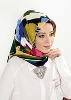 Tesettür giyim LACİVERT T 27619 Geometrik Desen Eşarp