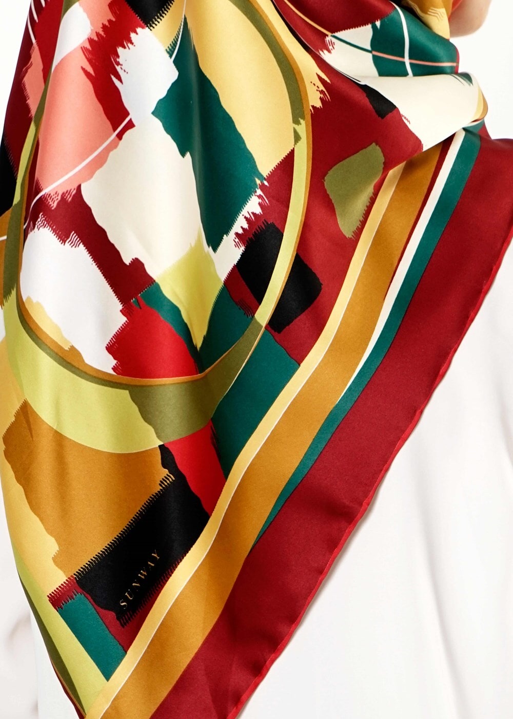 Tesettür giyim BORDO T 27619 Geometrik Desen Eşarp