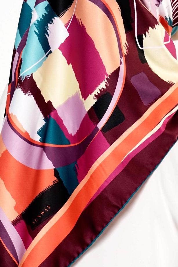 Tesettür giyim BORDO T 27619 Geometrik Desen Eşarp - TRENDTESETTÜR