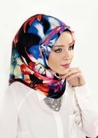 Tesettür giyim SİYAH T 27620 Çicek Desenli Eşarp