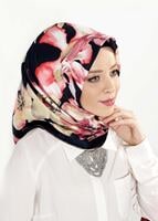 Tesettür giyim LACİVERT T 27620 Çicek Desenli Eşarp