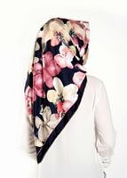 Tesettür giyim LACİVERT T 27620 Çicek Desenli Eşarp