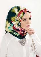 Vêtements hijab VERT T 27620 Çicek Desenli Eşarp