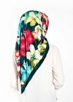 Vêtements hijab VERT T 27620 Çicek Desenli Eşarp