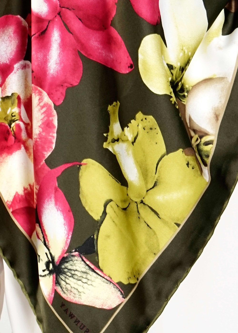 Vêtements hijab VERT T 27620 Çicek Desenli Eşarp