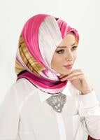 Tesettür giyim FUŞYA T 27623 Karışık Desenli Eşarp