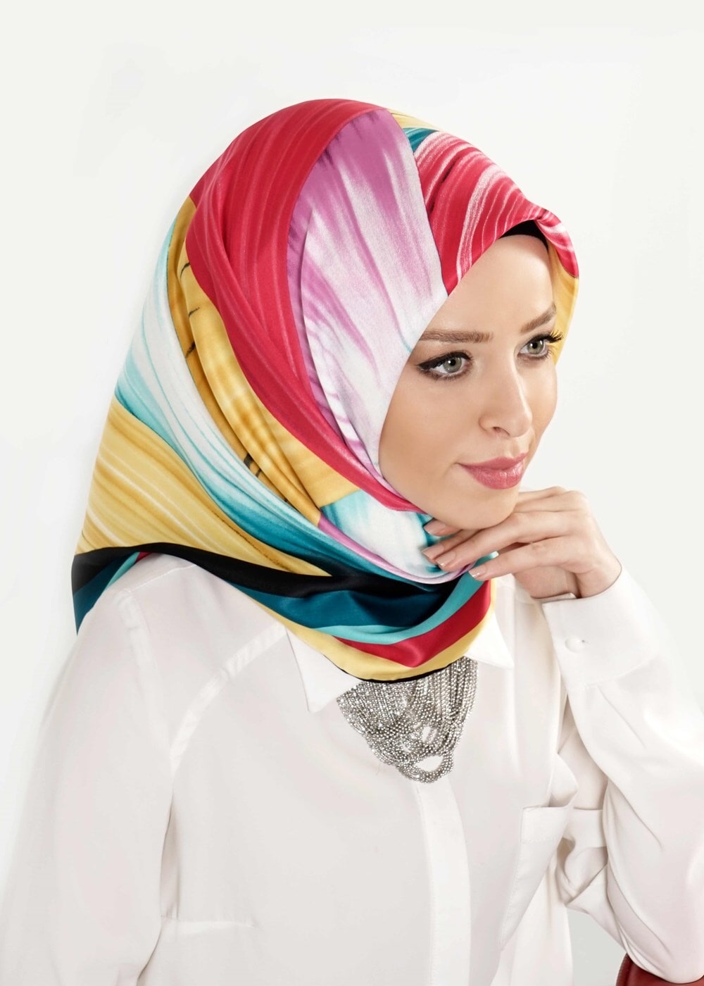 Tesettür giyim FUŞYA T 27623 Karışık Desenli Eşarp