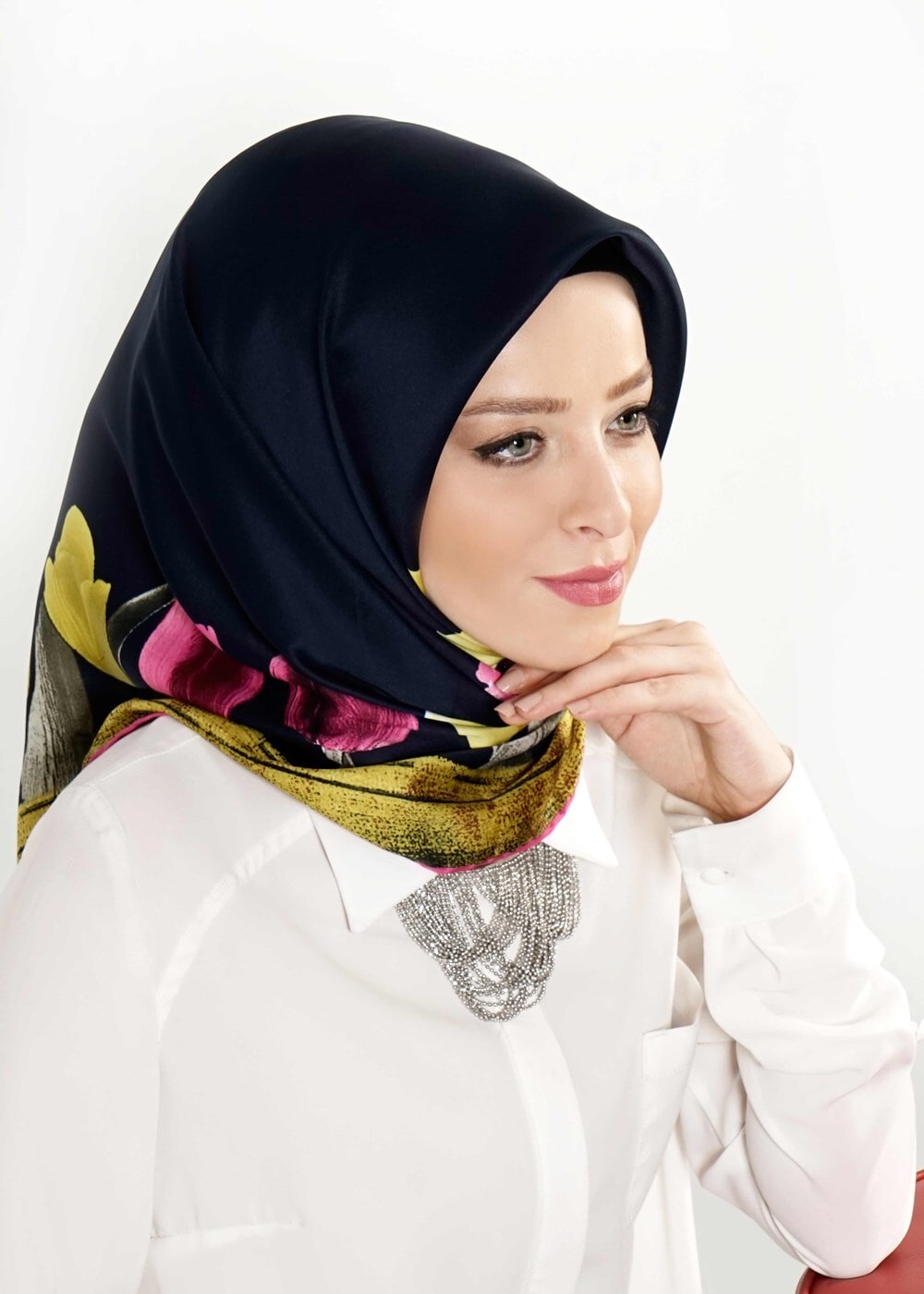 Vêtements hijab BLEU MARINE T 27624 Lale Desenli Eşarp