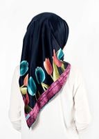 Tesettür giyim LACİVERT T 27624 Lale Desenli Eşarp