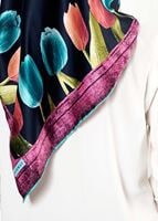 Tesettür giyim LACİVERT T 27624 Lale Desenli Eşarp