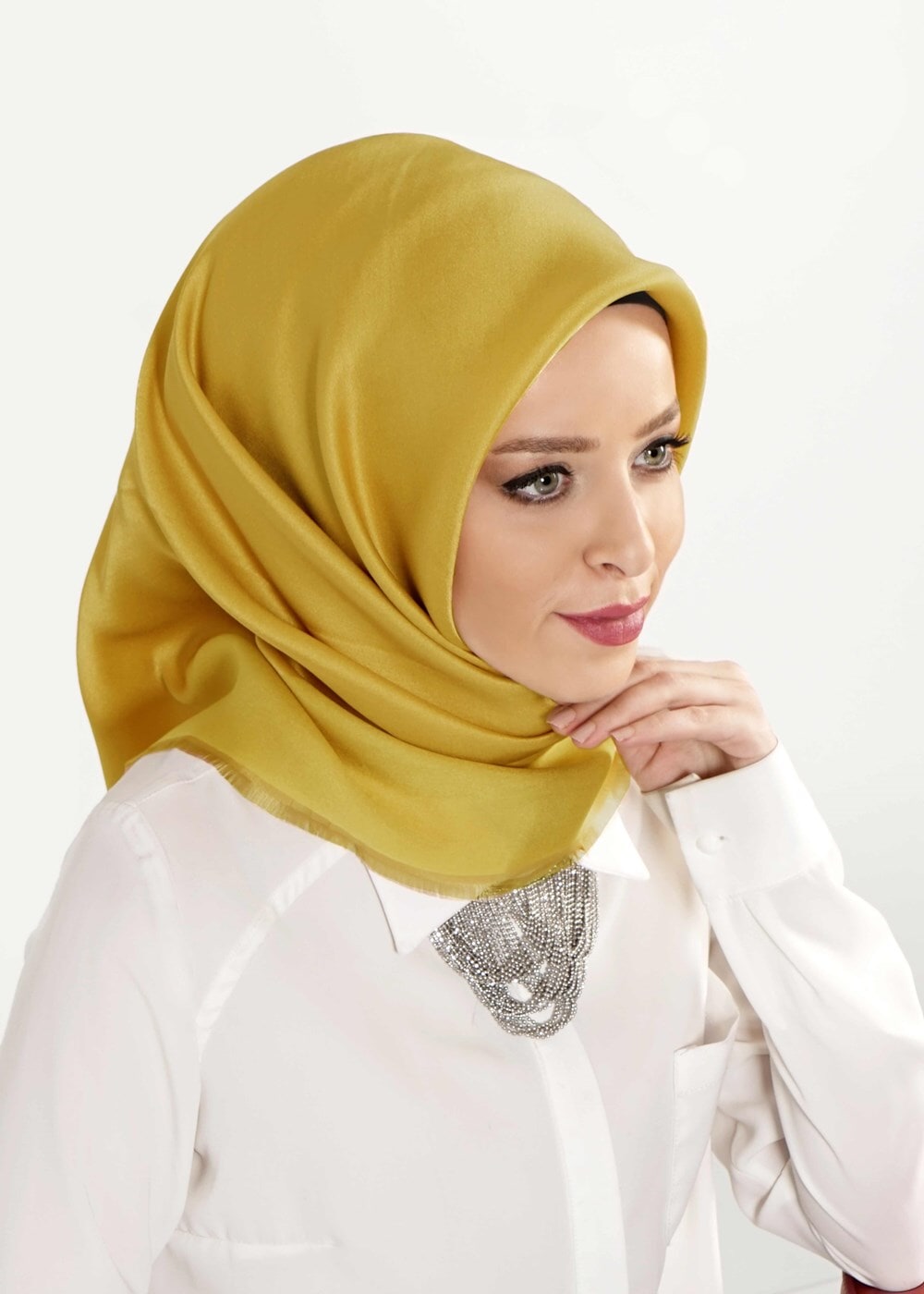 Vêtements hijab VERT T 27628 Düz Renk Eşarp
