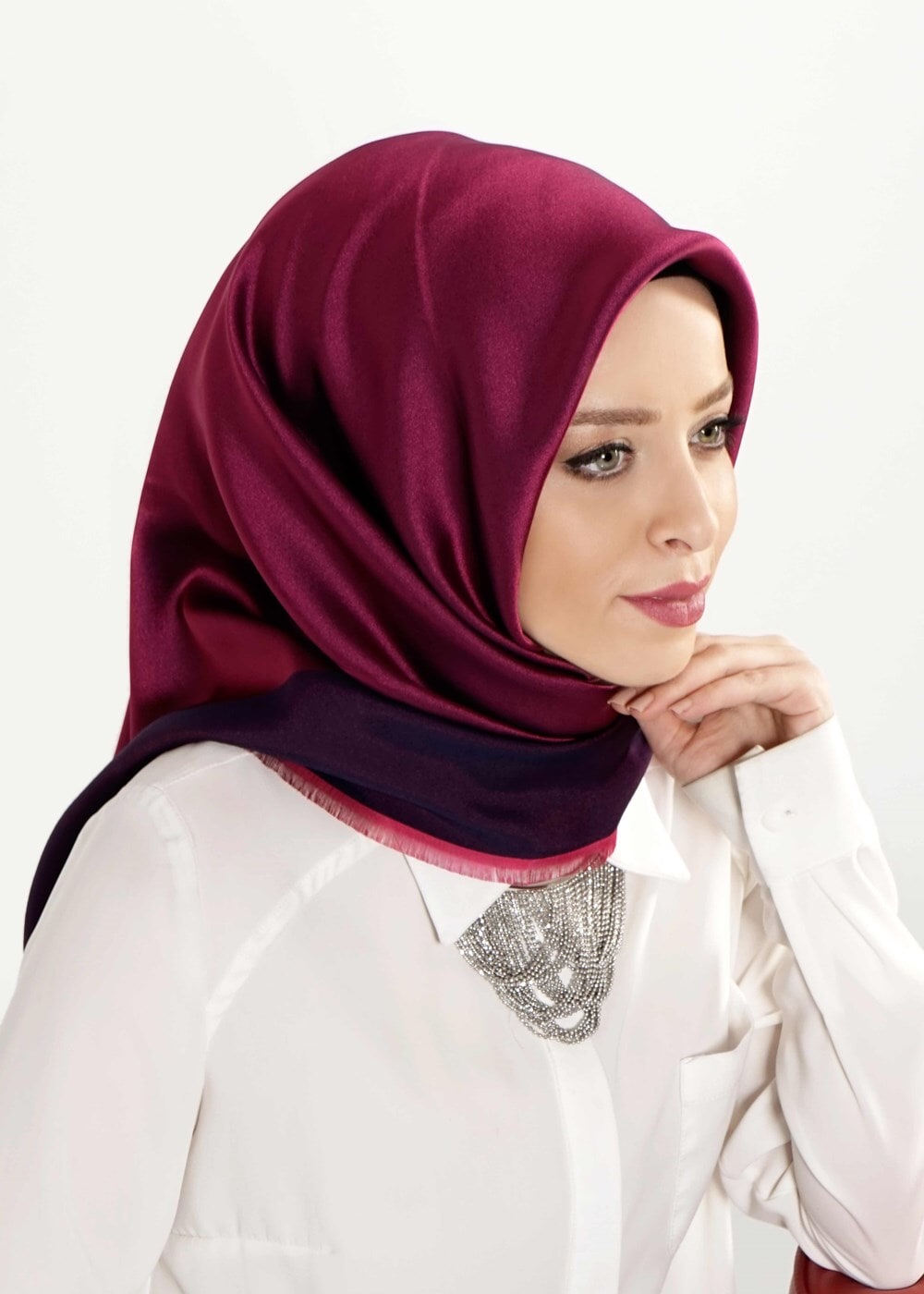 Tesettür giyim FUŞYA T 27628 Düz Renk Eşarp