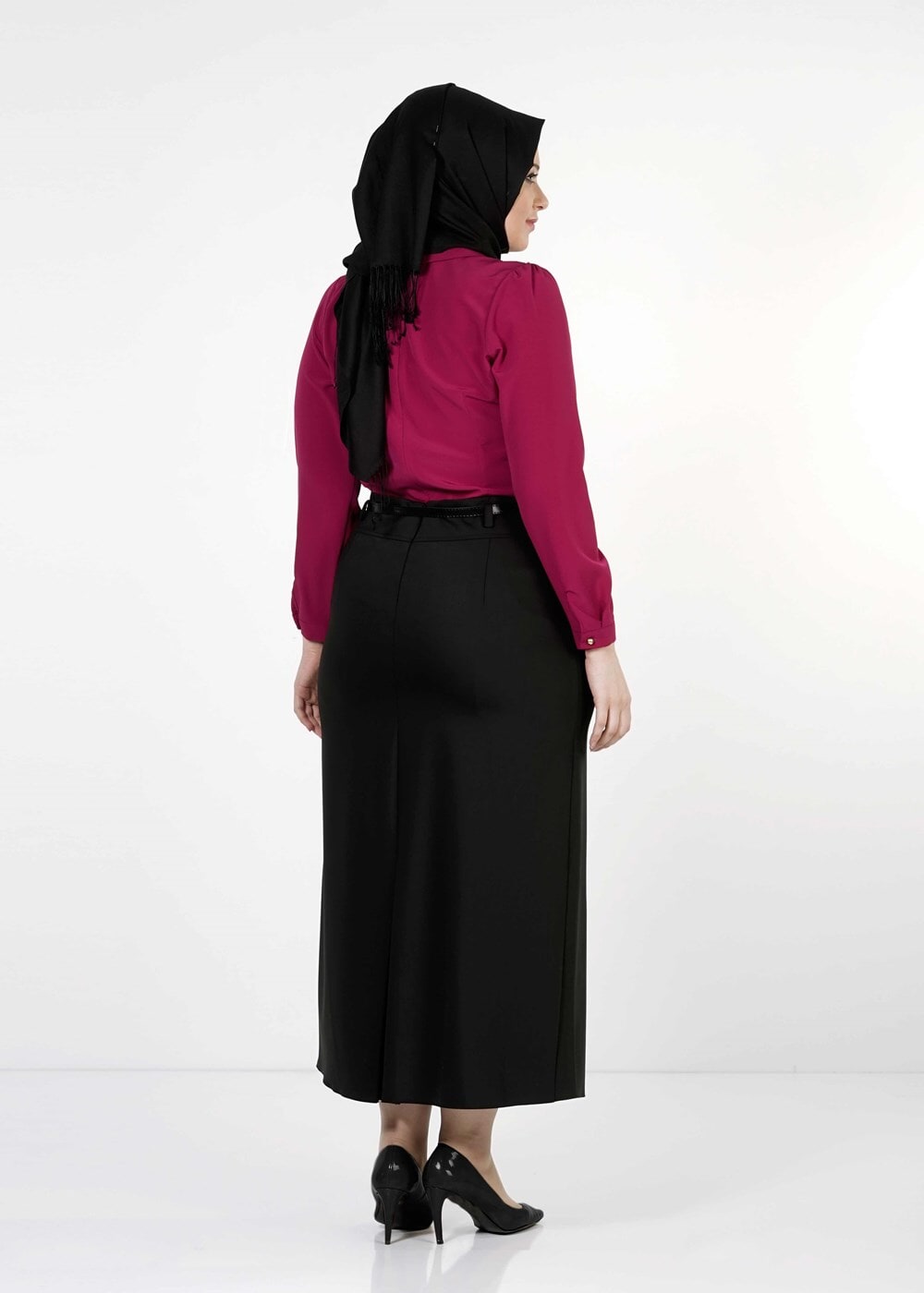 Hijab clothing BLACK STUDDED STRAIGHT CUT SKIRT 1251 