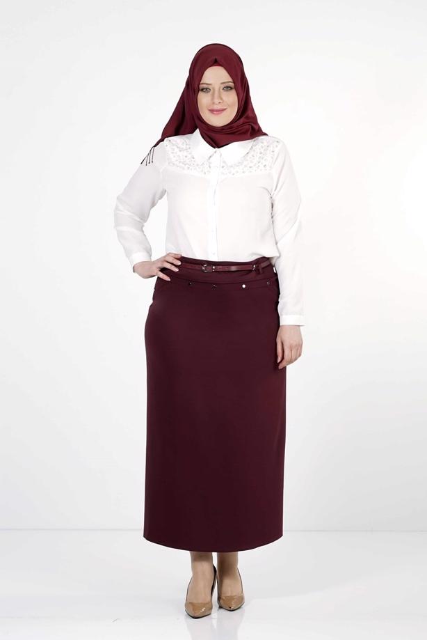Tesettür giyim BORDO 1251 ETEK - TRENDTESETTÜR