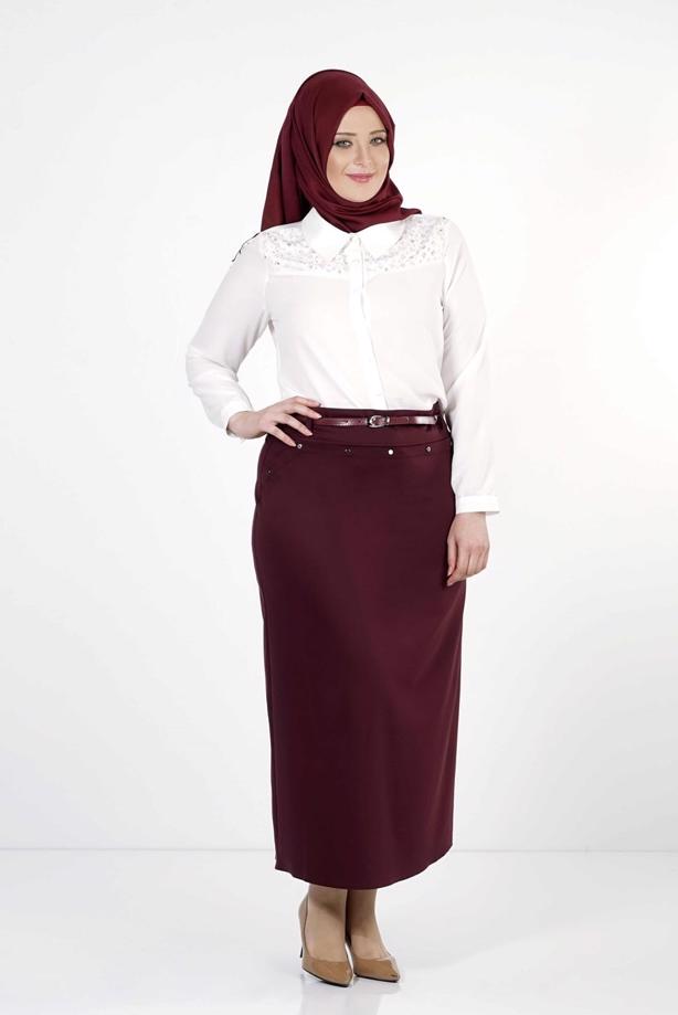 Tesettür giyim BORDO 1251 ETEK - TRENDTESETTÜR