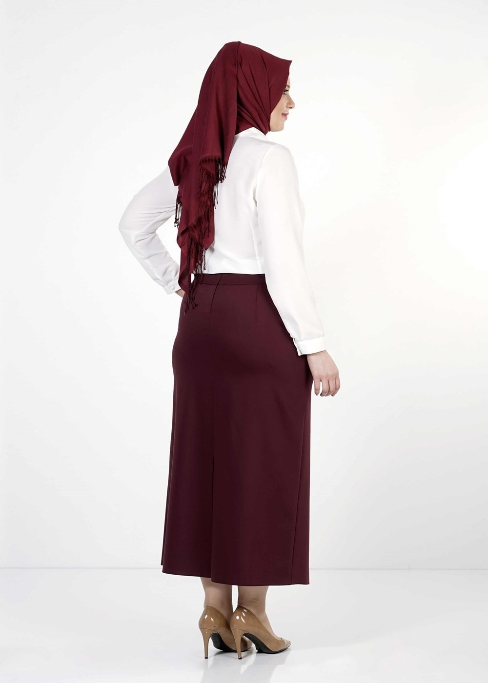 Tesettür giyim BORDO 1251 ETEK