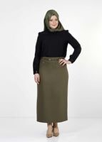 Hijab clothing KHAKI STUDDED STRAIGHT CUT SKIRT 1251 