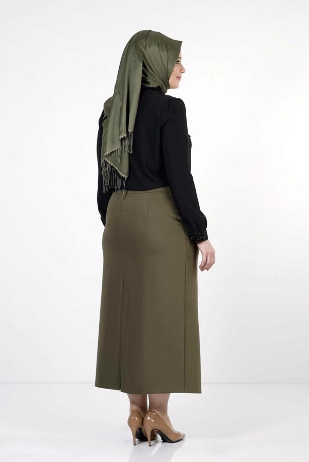 Tesettür giyim HAKİ 1251 ETEK - TRENDTESETTÜR