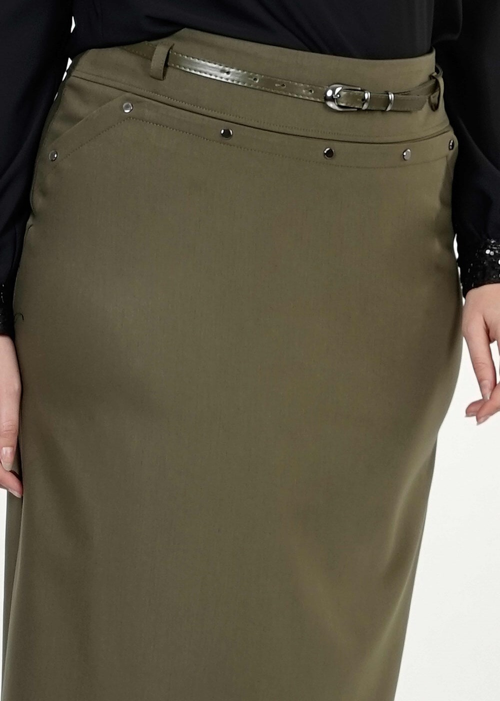 Vêtements hijab KAKI JUPE DROITE À CLOUTÉE 1251 