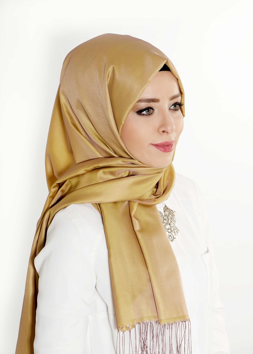 Tesettür giyim SARI T 28013 Polo İpeksi Şal