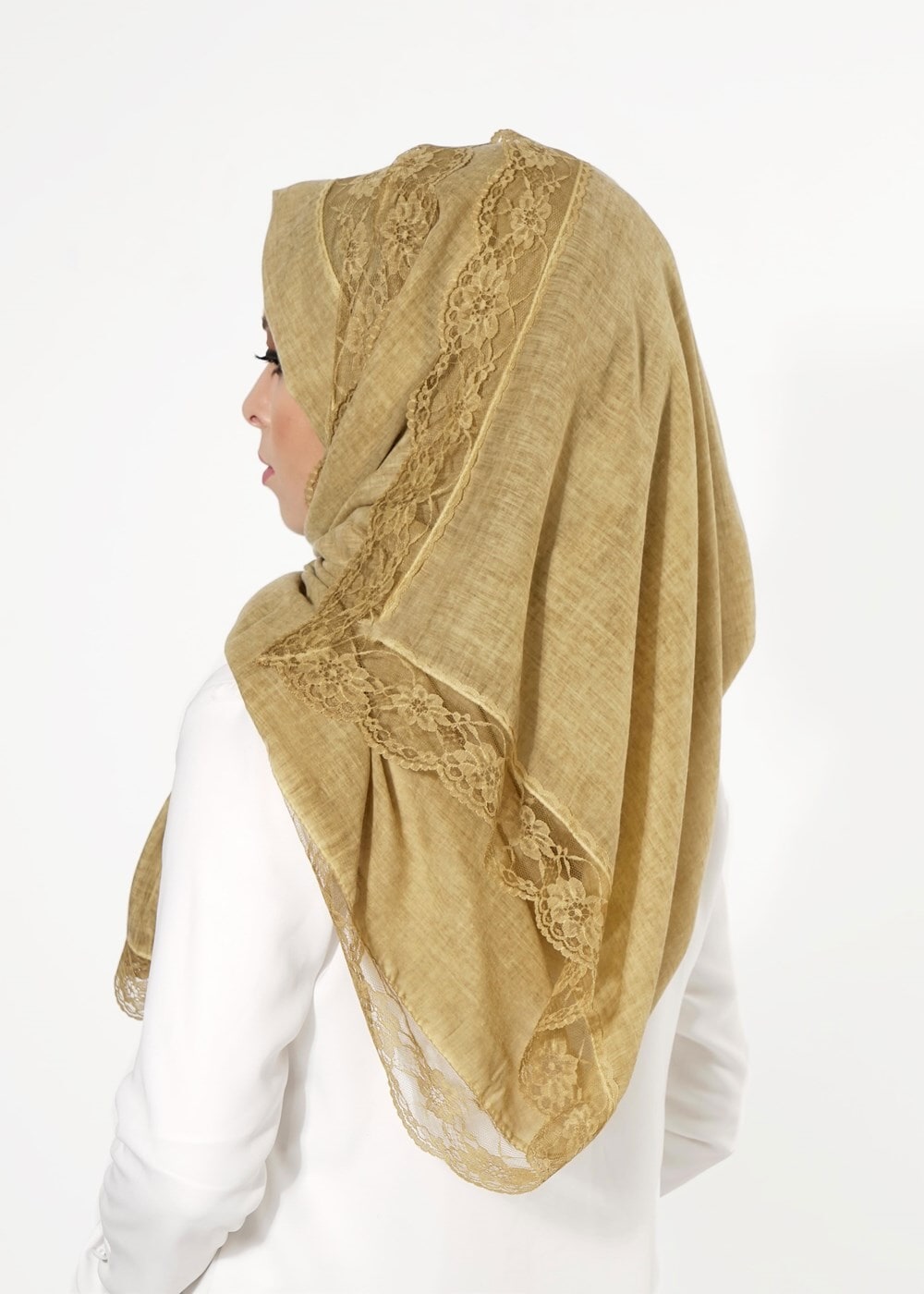 Tesettür giyim ALTIN T 7505-1 Koton Dantel Şal