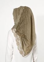 Tesettür giyim HAKİ T 7505-1 Koton Dantel Şal