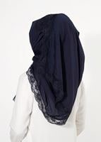Tesettür giyim LACİVERT T 7505-1 Koton Dantel Şal