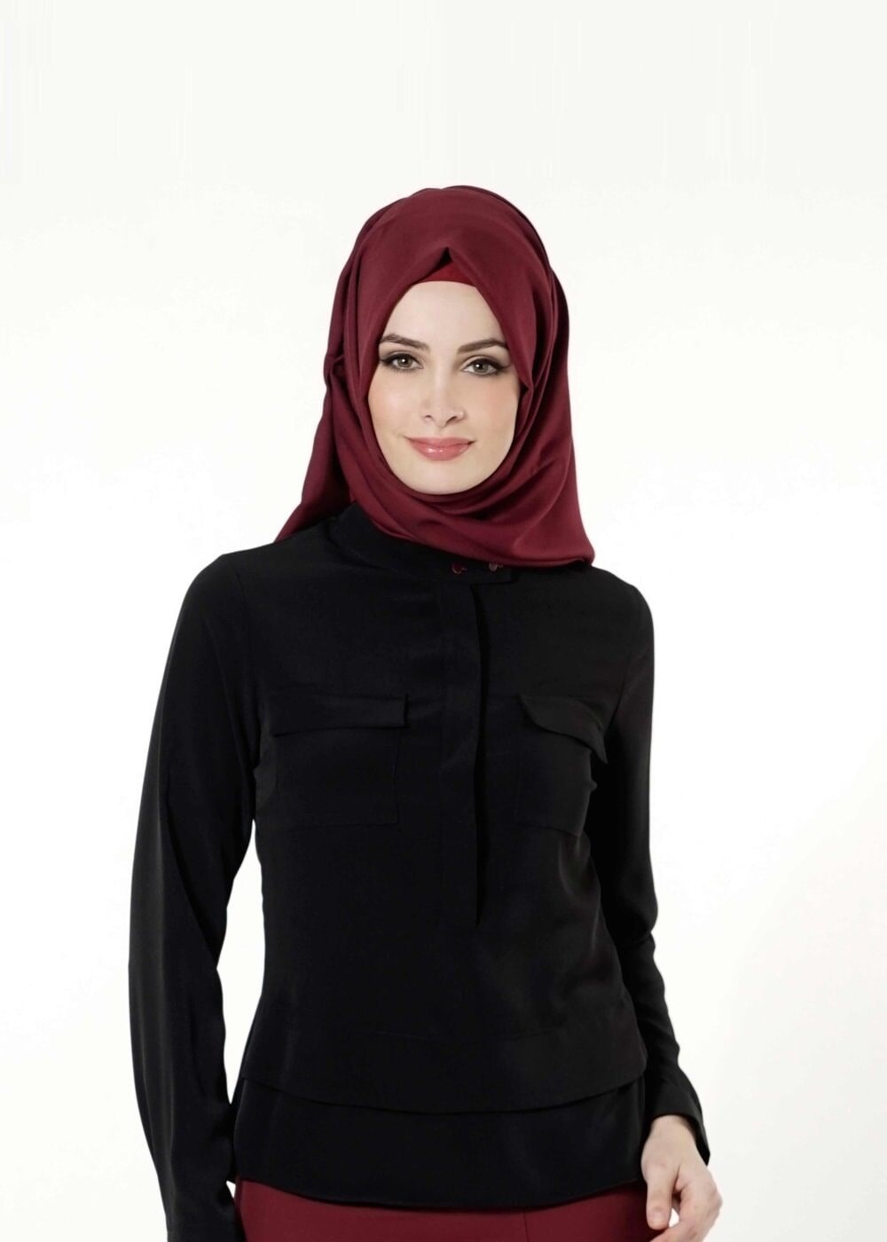 Vêtements hijab NOIR CHEMISIER À BOUTONNÉ 8638 