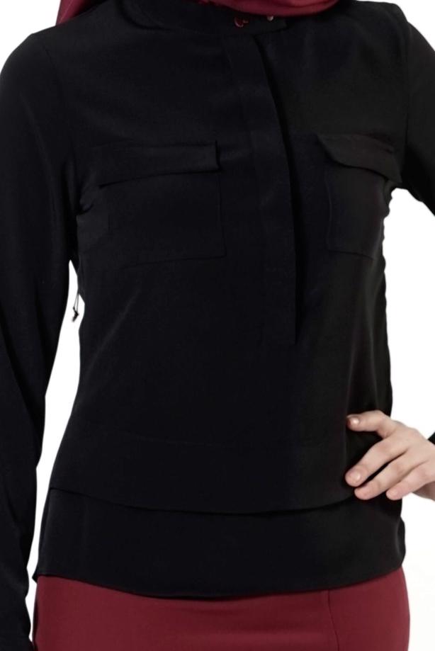 Vêtements hijab  HIDDEN BUTTONED BLOUSE 8638 - TRENDTESETTÜR