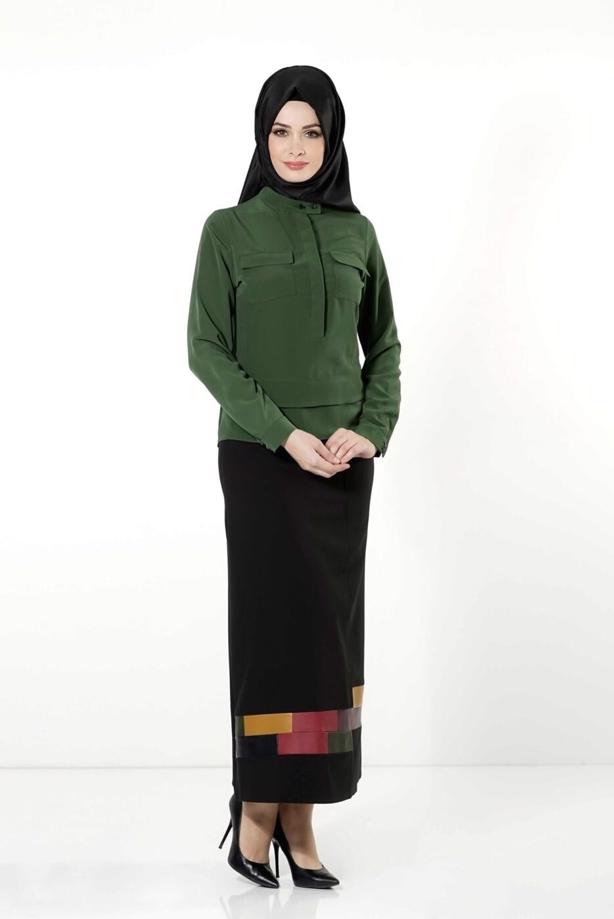 Vêtements hijab  HIDDEN BUTTONED BLOUSE 8638 - TRENDTESETTÜR