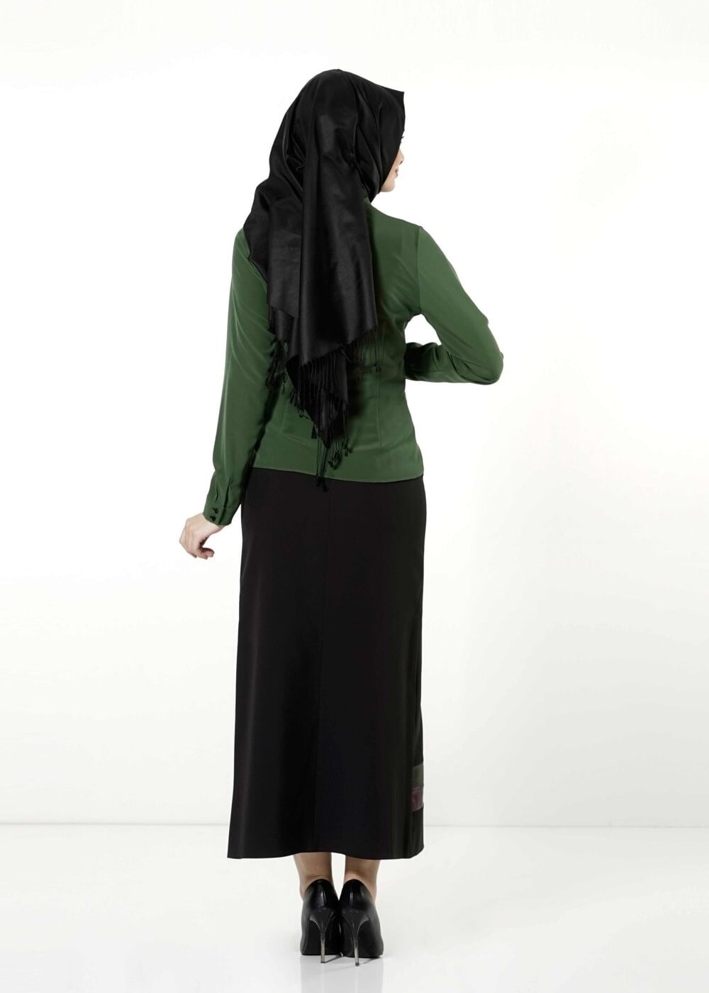 Vêtements hijab VERT CHEMISIER À BOUTONNÉ 8638 