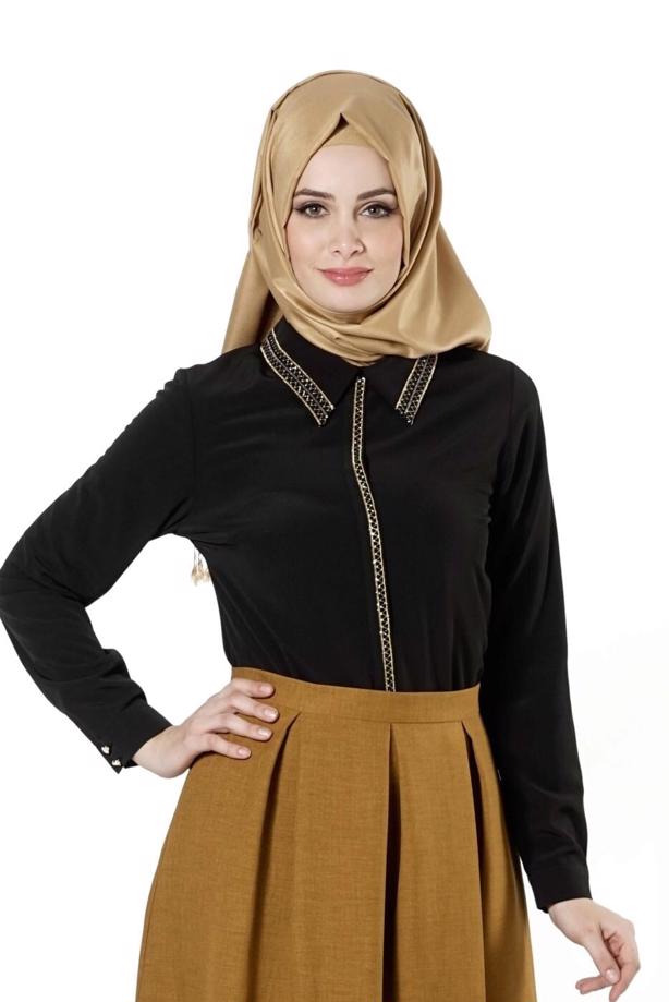 Vêtements hijab  EMBELLISHED BLOUSE 8653  - TRENDTESETTÜR