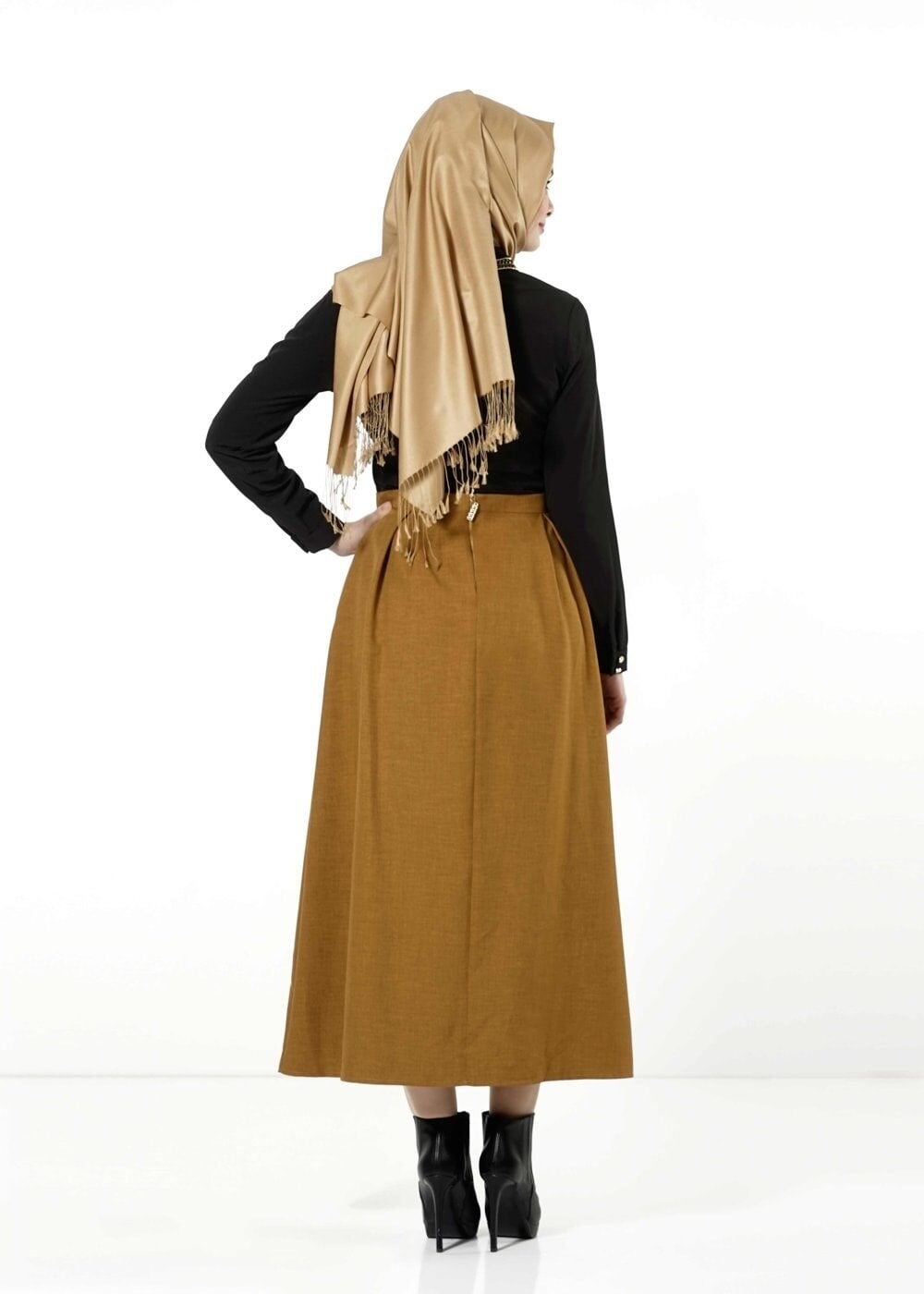 Vêtements hijab NOIR CHEMISIER À EMBELLI 8653 