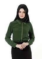 Vêtements hijab VERT CHEMISIER À EMBELLI 8653 