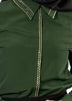Vêtements hijab VERT CHEMISIER À EMBELLI 8653 