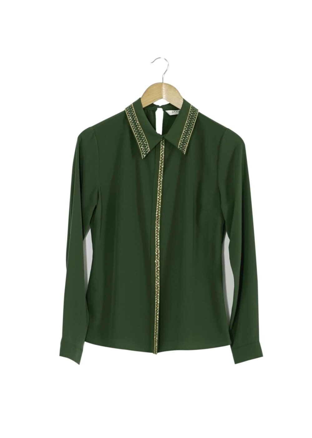 Vêtements hijab VERT CHEMISIER À EMBELLI 8653 