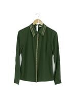 Vêtements hijab VERT CHEMISIER À EMBELLI 8653 