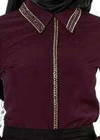 Vêtements hijab ROUGE BORDEAUX CHEMISIER À EMBELLI 8653 