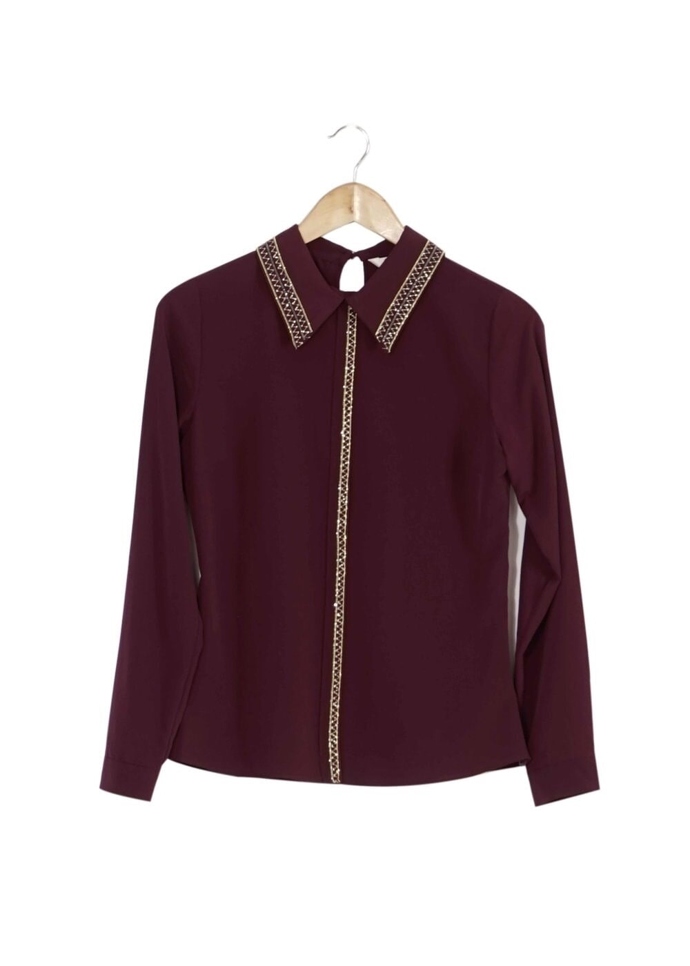 Vêtements hijab ROUGE BORDEAUX CHEMISIER À EMBELLI 8653 