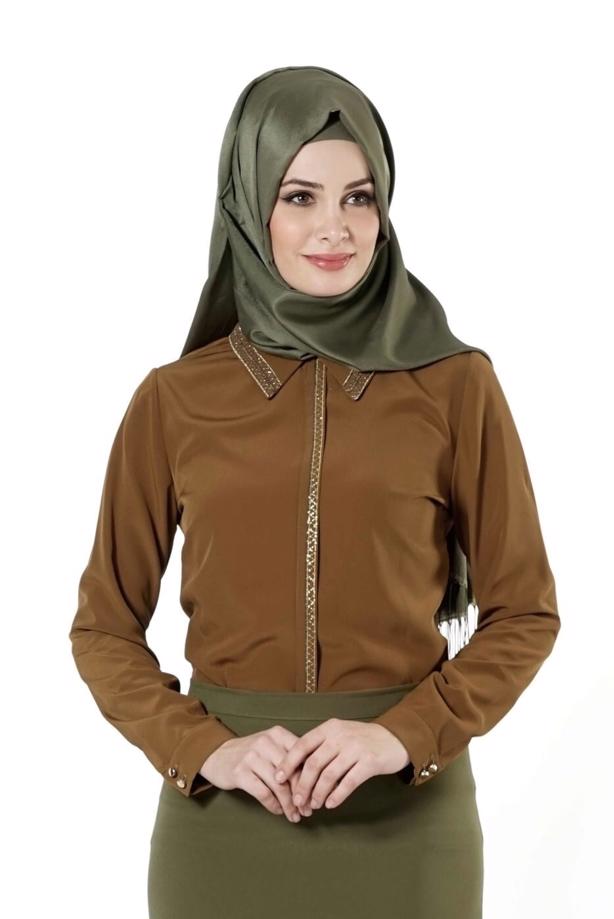 Vêtements hijab  EMBELLISHED BLOUSE 8653  - TRENDTESETTÜR