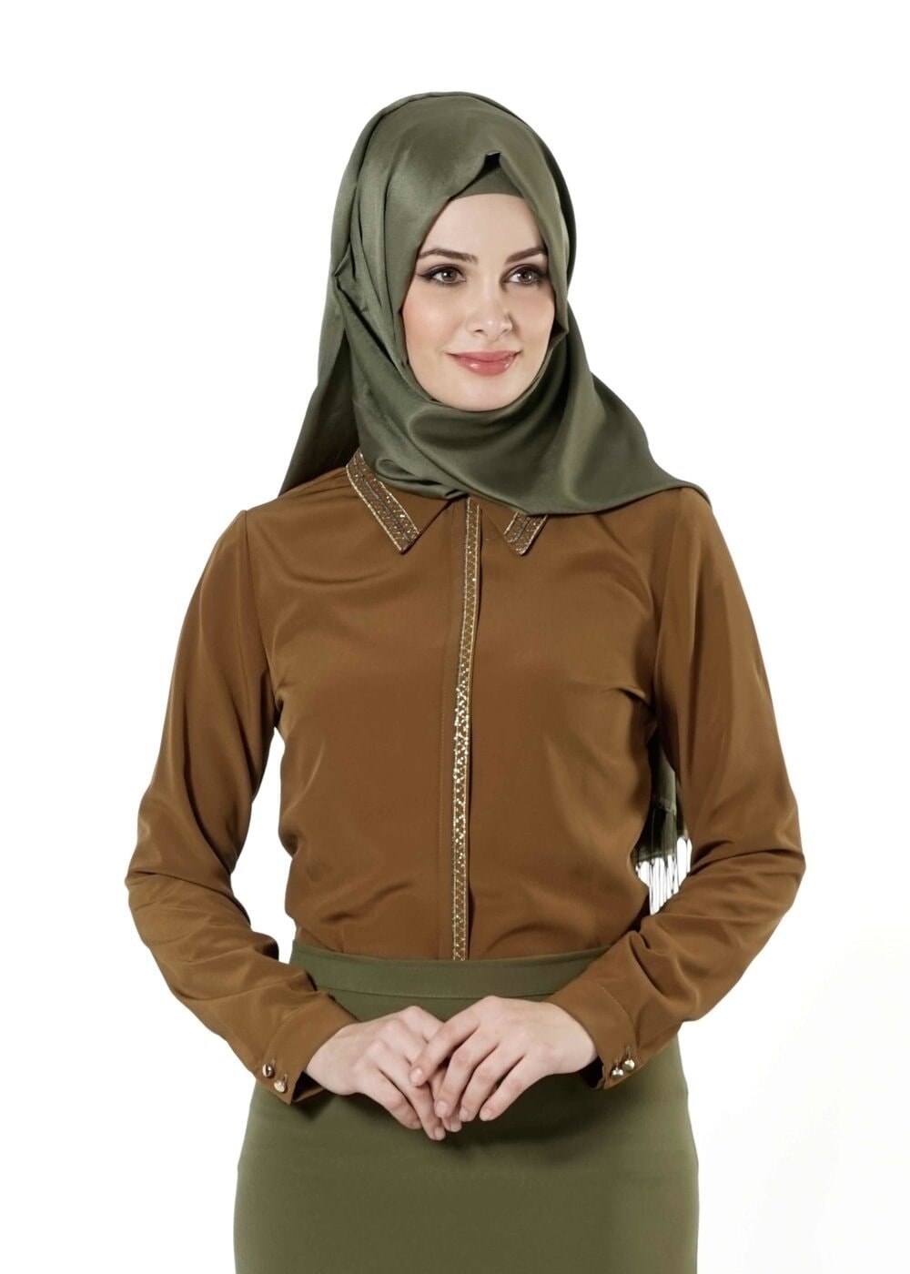 Vêtements hijab JAUNE CHEMISIER À EMBELLI 8653 