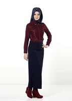 Vêtements hijab ROUGE BORDEAUX CHEMISIER EN DENTELLE 8655 