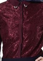 Vêtements hijab ROUGE BORDEAUX CHEMISIER EN DENTELLE 8655 