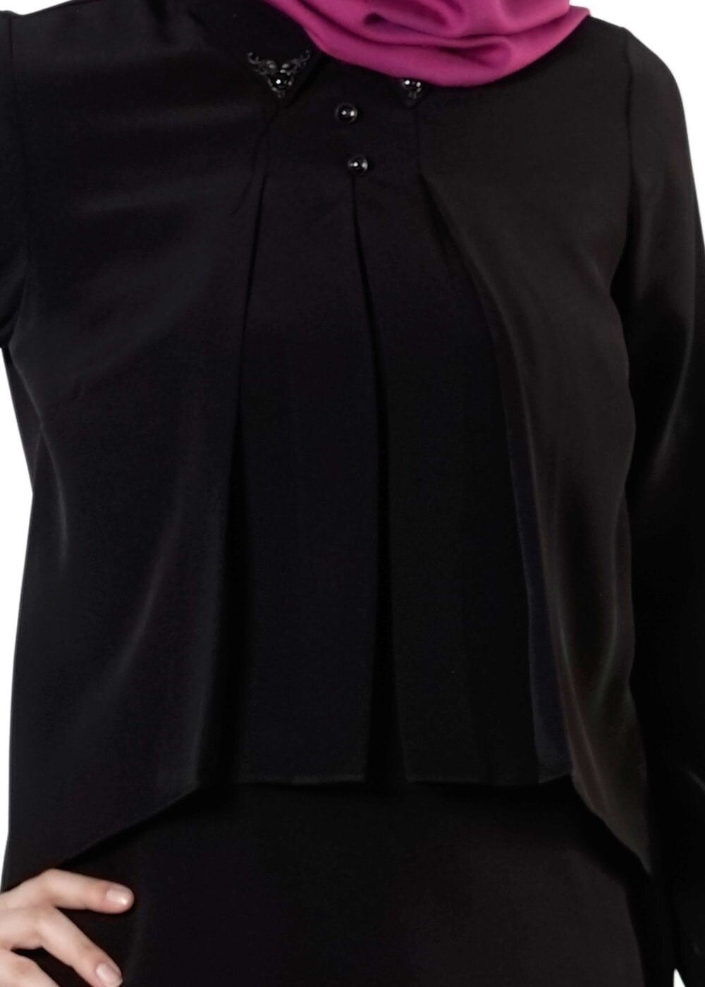 Vêtements hijab NOIR CHEMISIER À EMBELLIE 8661 