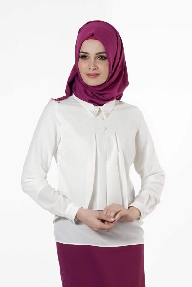 Vêtements hijab  EMBELLISHED BLOUSE 8661  - TRENDTESETTÜR