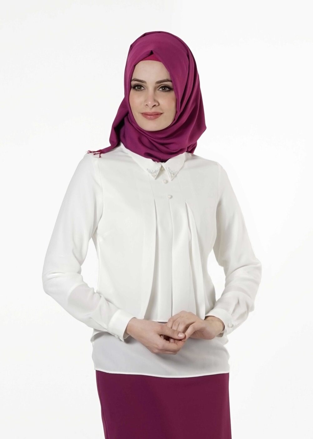 Vêtements hijab ÉCRU CHEMISIER À EMBELLIE 8661 