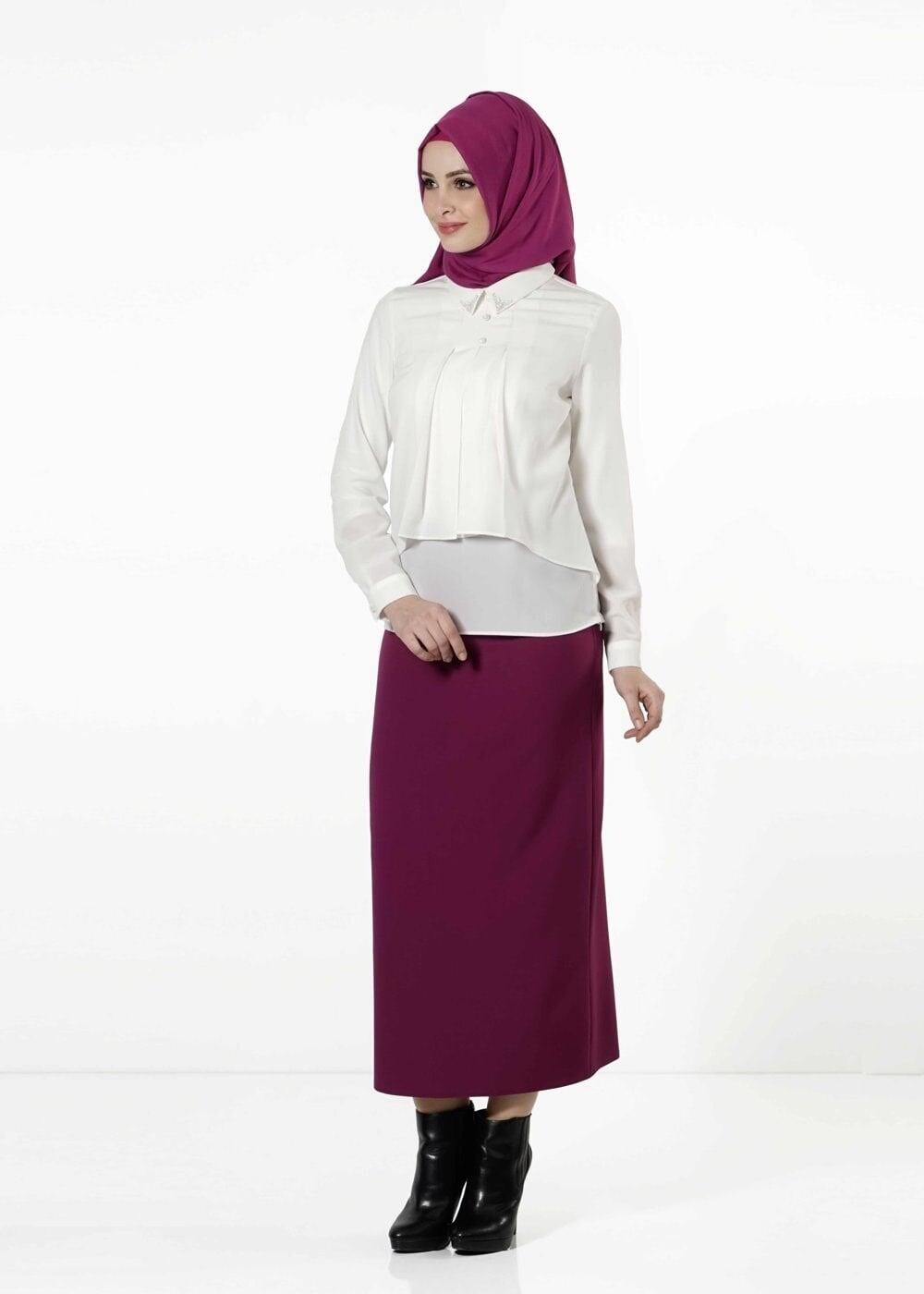 Hijab clothing ECRU EMBELLISHED BLOUSE 8661 