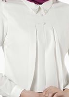 Hijab clothing ECRU EMBELLISHED BLOUSE 8661 