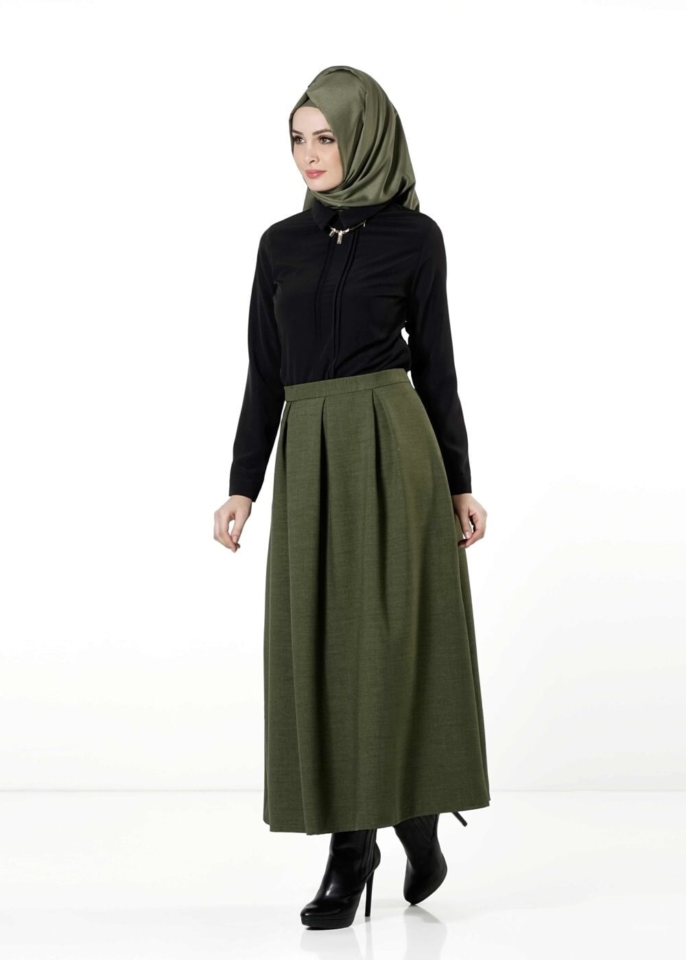 Vêtements hijab NOIR CHEMISIER EN MOUSSELINE 8668 