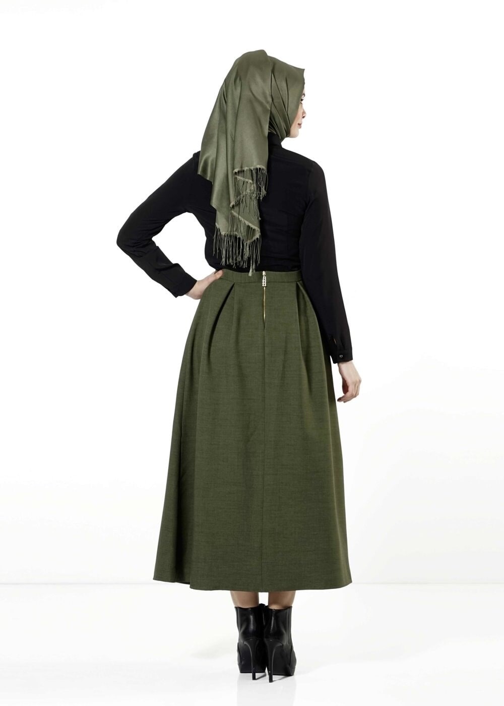 Vêtements hijab NOIR CHEMISIER EN MOUSSELINE 8668 